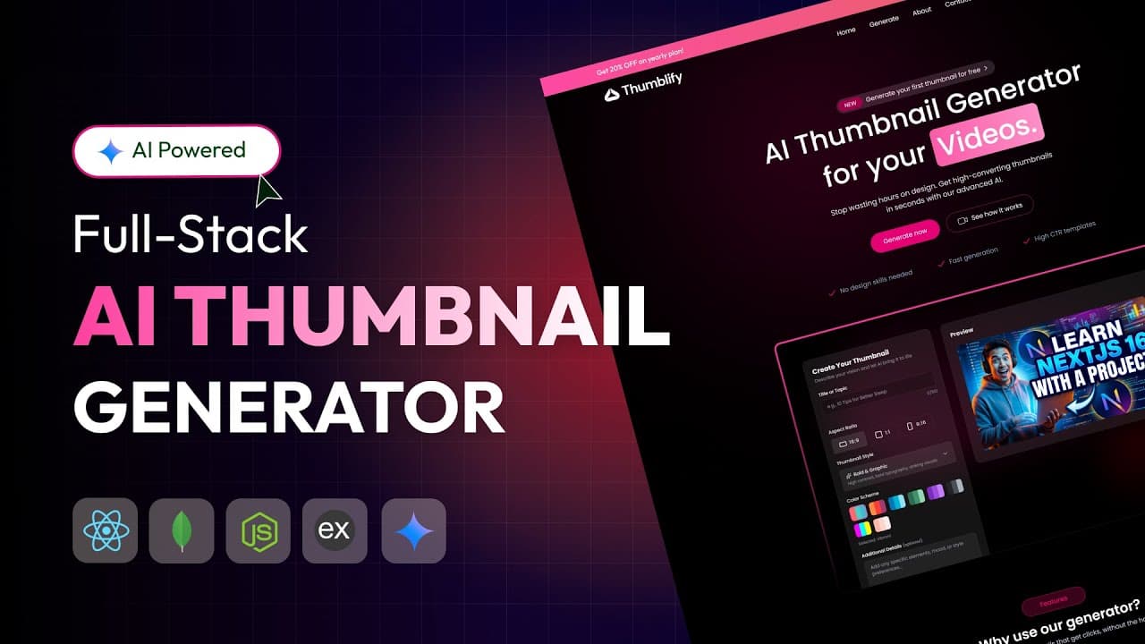 Full Stack AI Thumbnail Generator app using React js