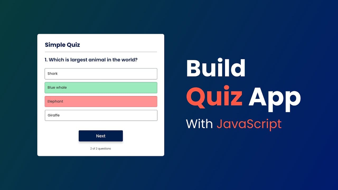 Build Quiz App Using HTML, CSS and JavaScript