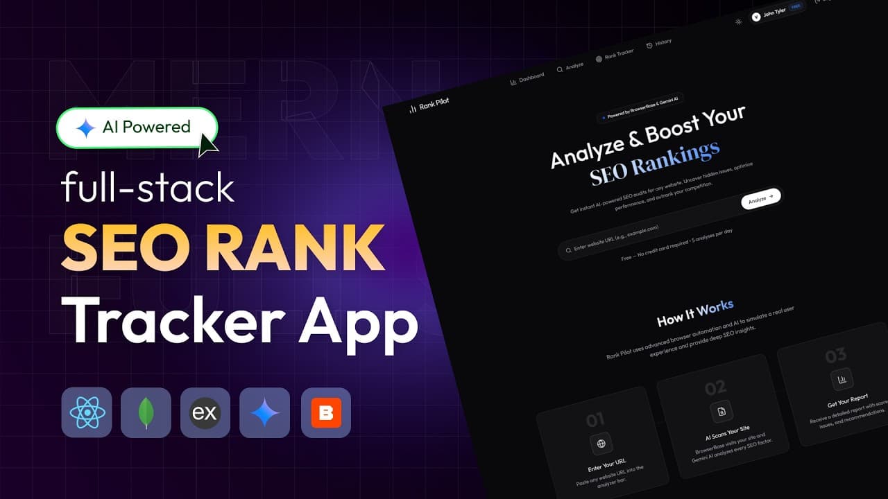 Full Stack SEO Rank Tracker App using React js
