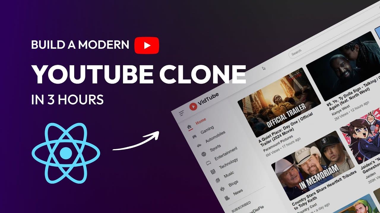 Build YouTube Clone Using React JS
