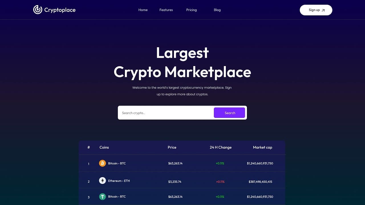 Crypto Price Tracking Website Using React